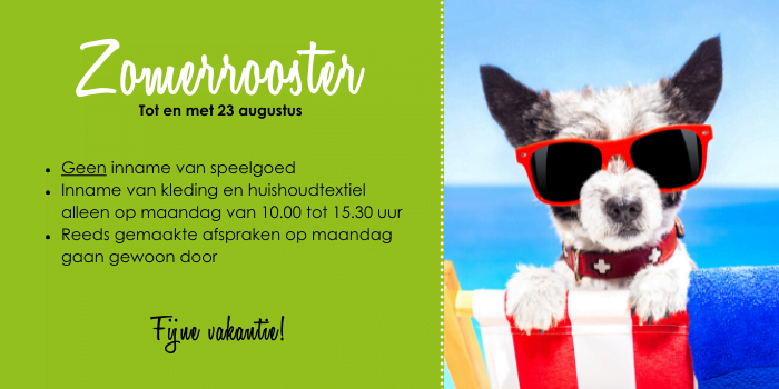 zomerrooster kleding en speelgoedbank